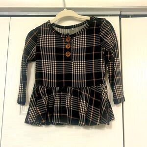 Posh Peanut plaid peplum top 6-12 months